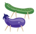 Illustration of the spirit of a dead person horse of eggplant and cucumber of Lantern Festival